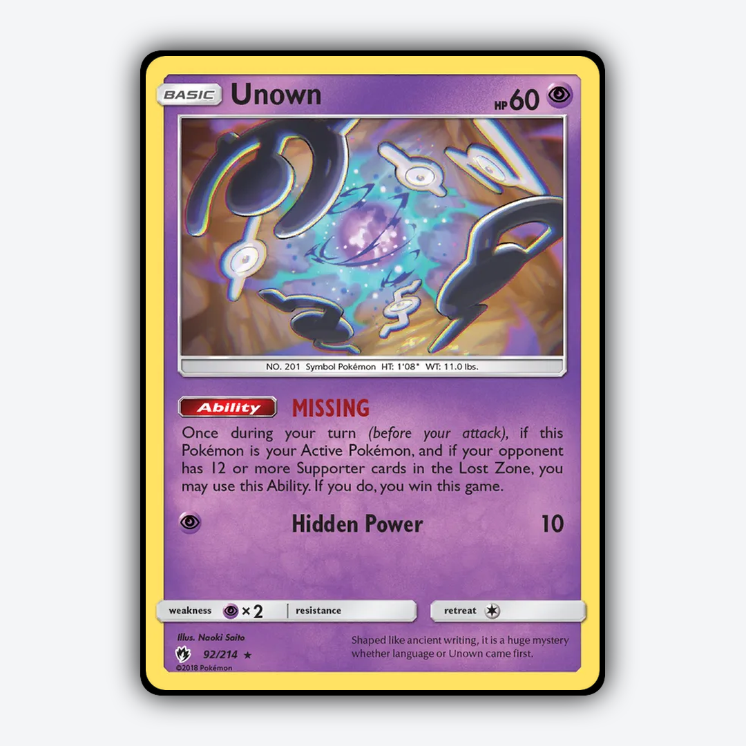 Unown 092/214 - Lost Thunder Set - Card Rug