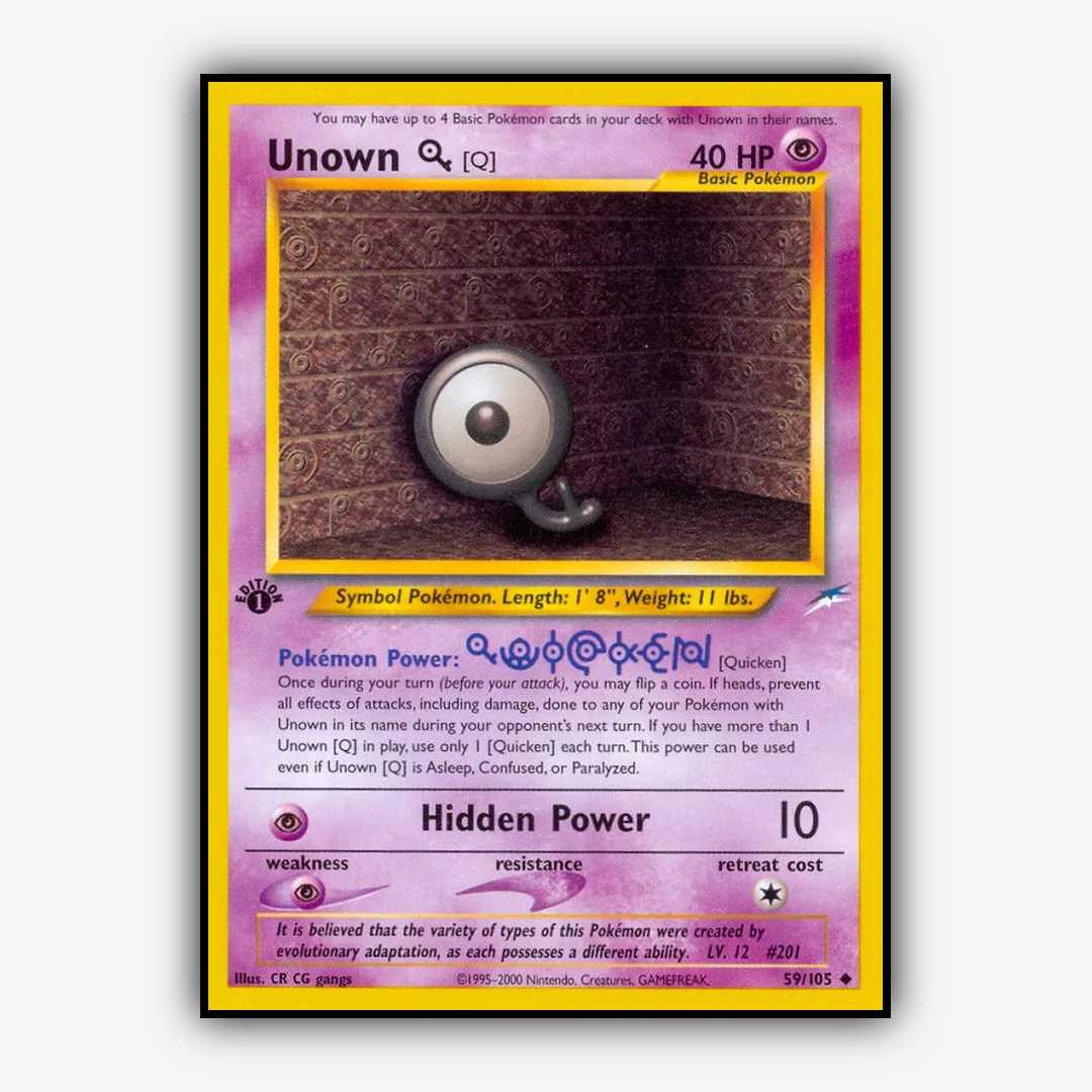 Unown [Q] 059/105 - Neo Destiny Set - Card Rug