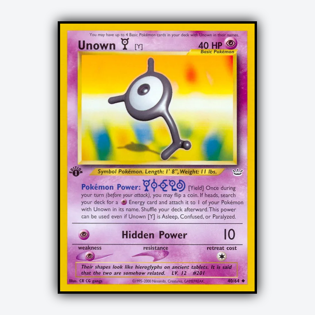 Unown [Y] 040/64 - Neo Revelation Set - Card Rug