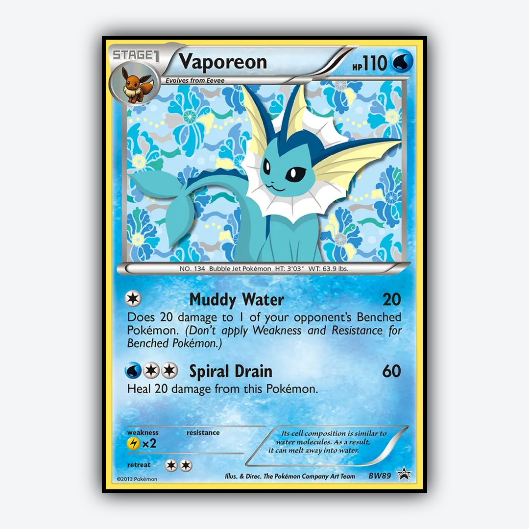 Vaporeon #89 - BW Black Star Promos Set - Card Rug