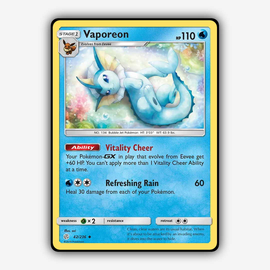 Vaporeon 042/236 - Cosmic Eclipse Set - Card Rug