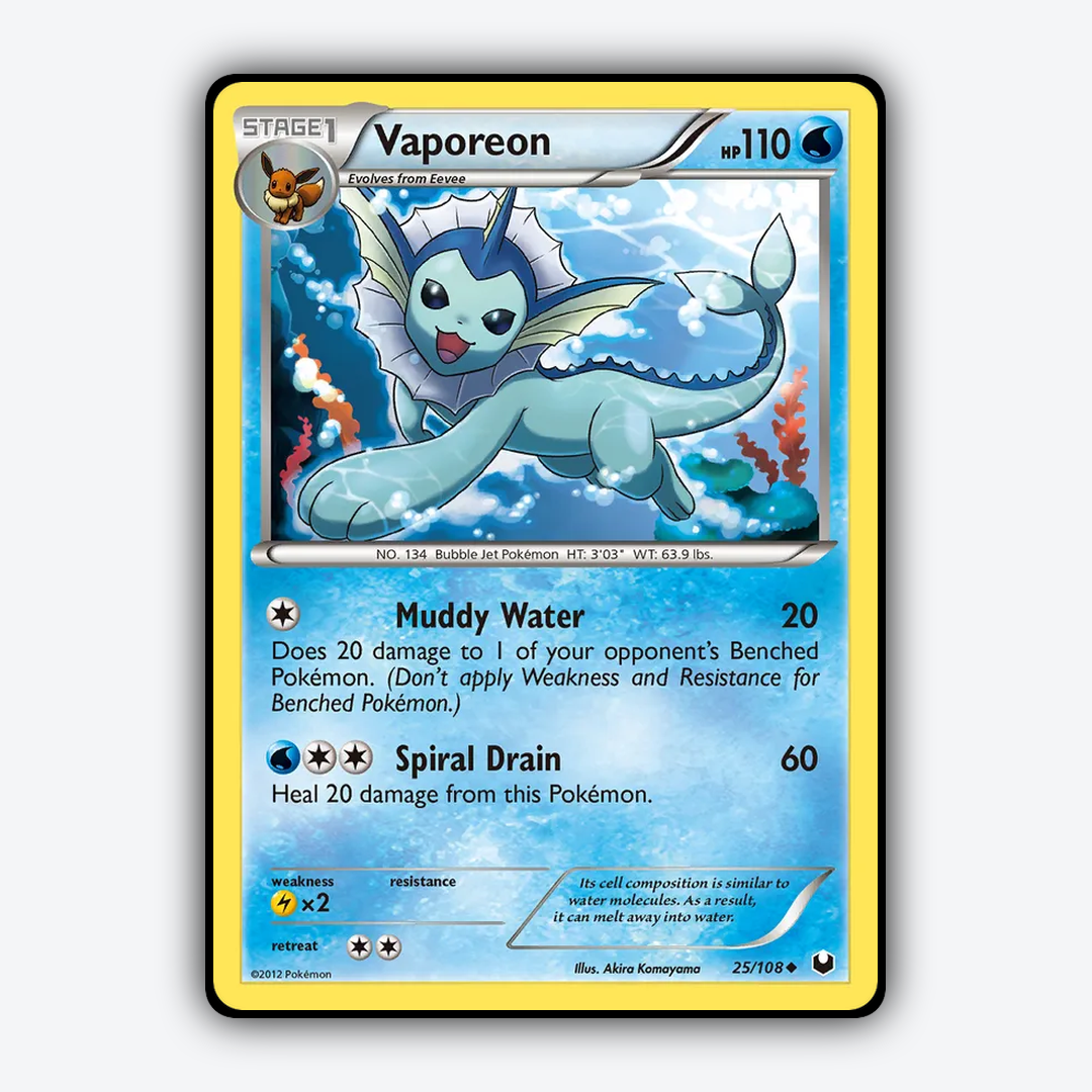 Vaporeon 025/108 - Dark Explorers Set - Card Rug