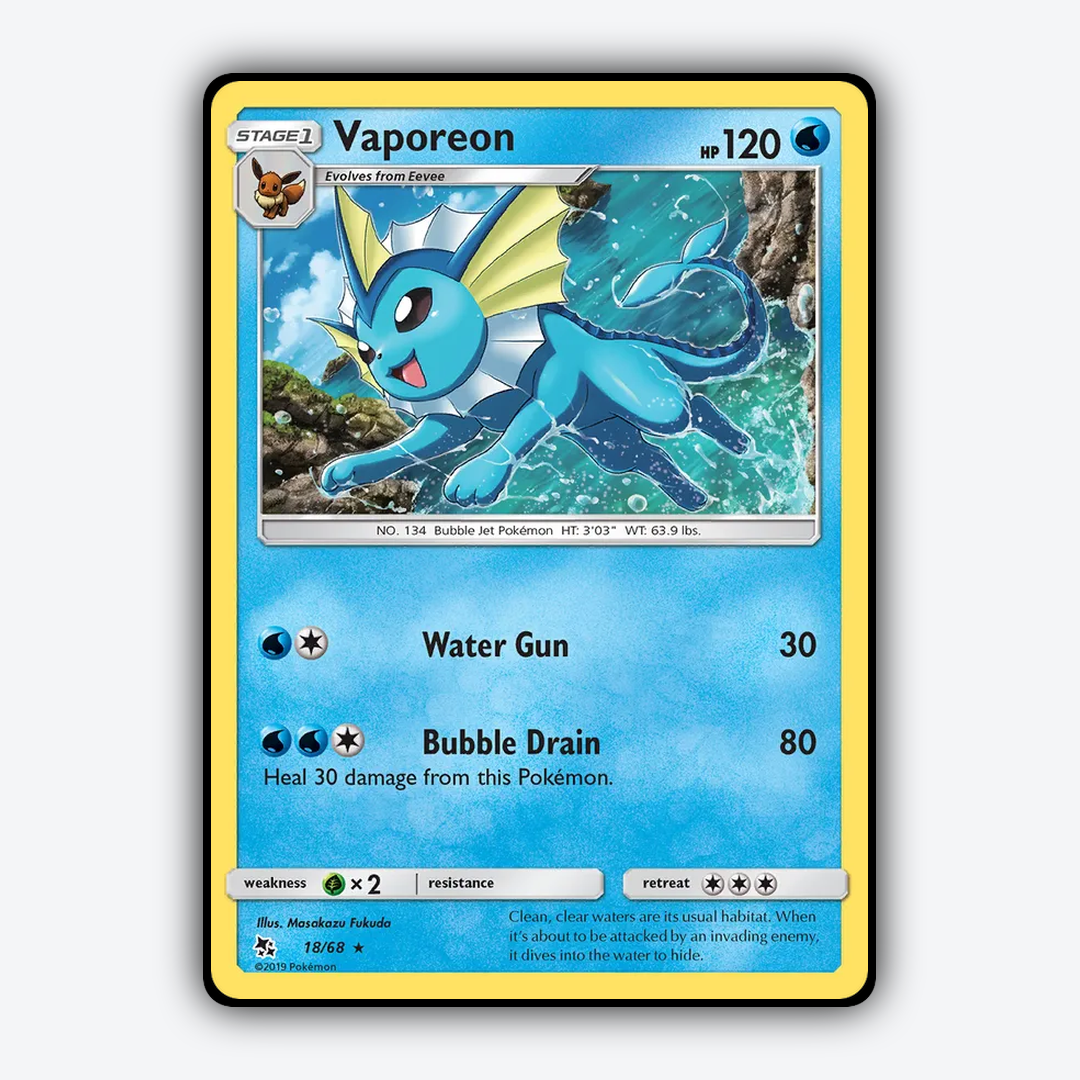 Vaporeon 018/68 - Hidden Fates Set - Card Rug