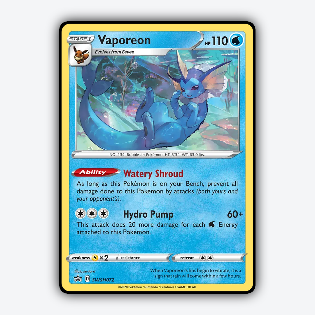 Vaporeon #72 - SWSH Black Star Promos Set - Card Rug