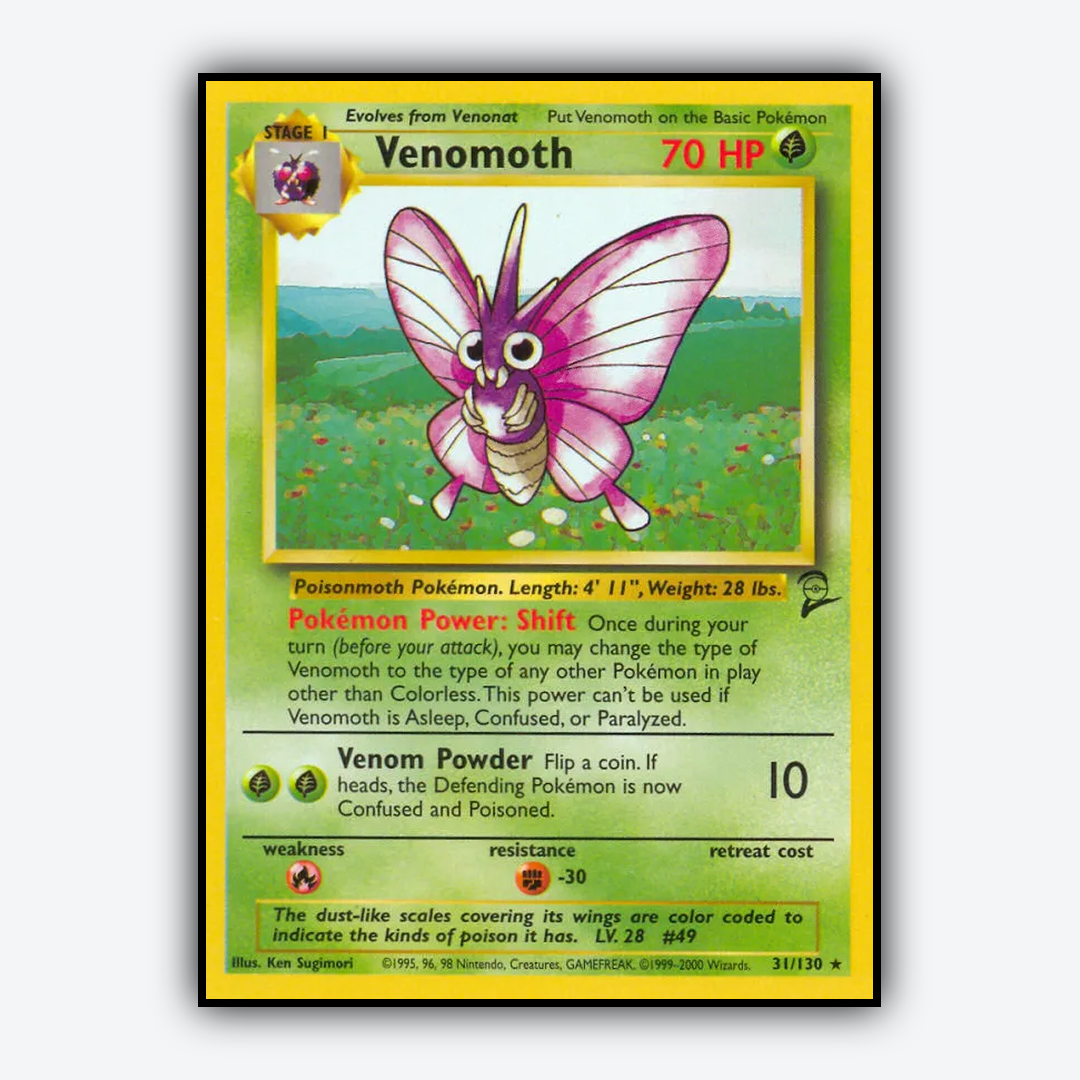 Venomoth 031/130 - Base Set 2 Set - Card Rug