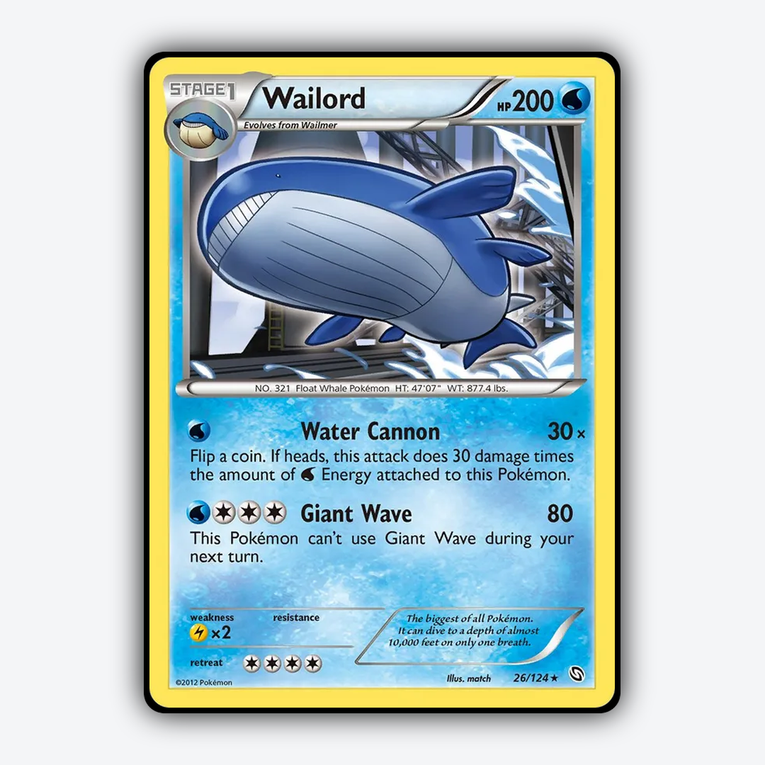 Wailord 026/124 - Dragons Exalted Set - Card Rug