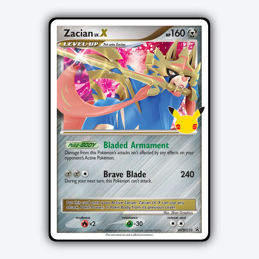 Zacian LV.X #135 - SWSH Black Star Promos Set - Card Rug
