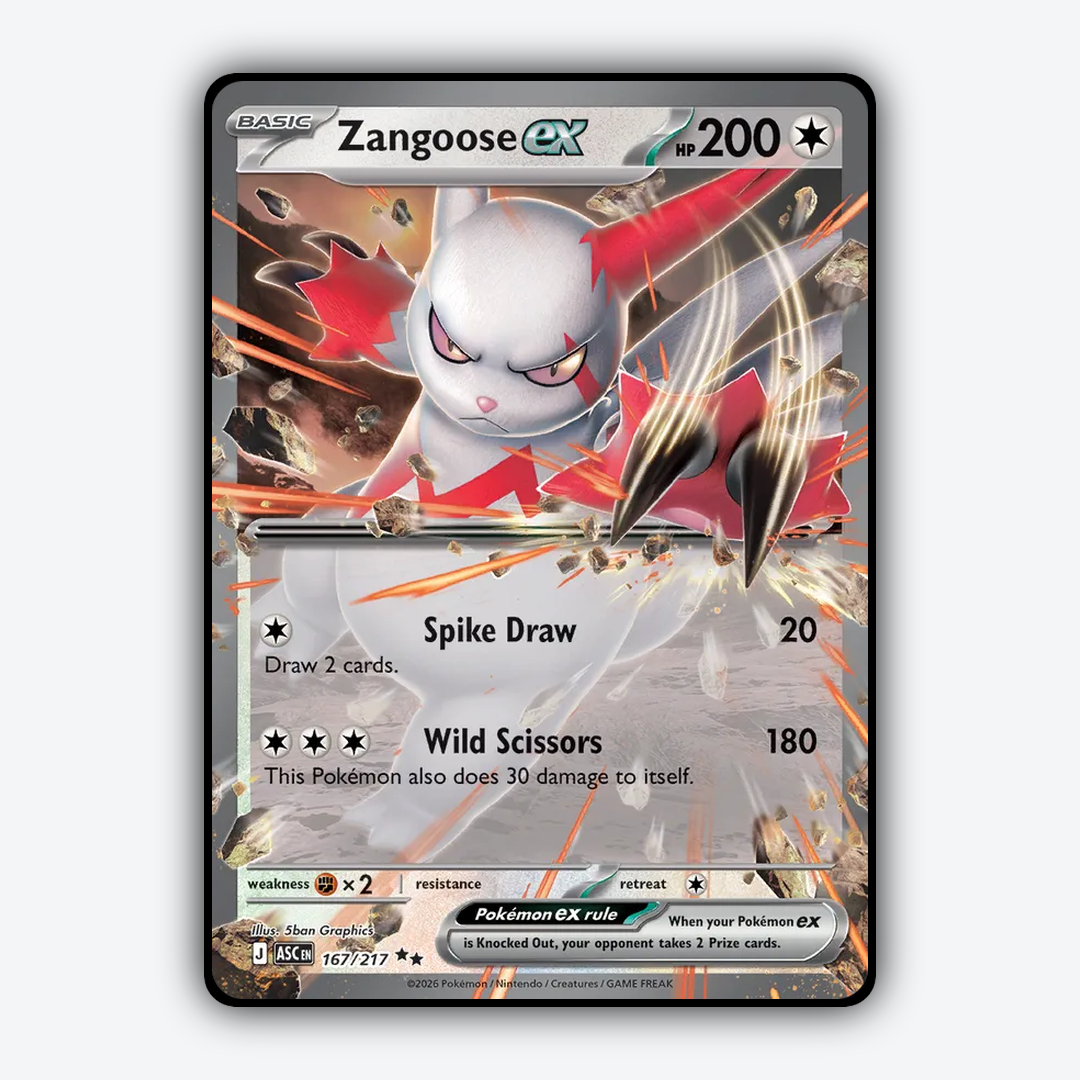 Zangoose ex 167/217 - Ascended Heroes Set - Card Rug