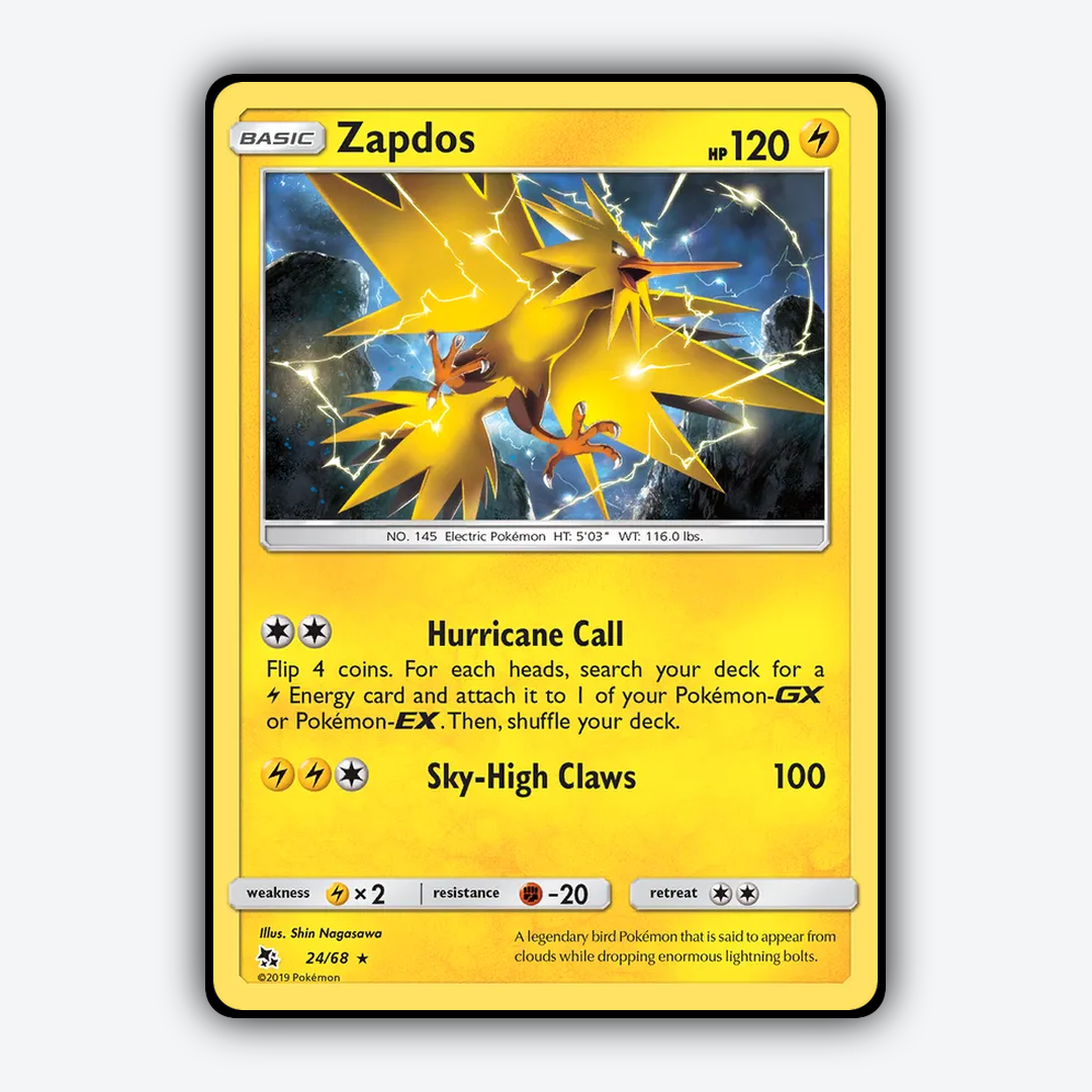 Zapdos 024/68 - Hidden Fates Set - Card Rug